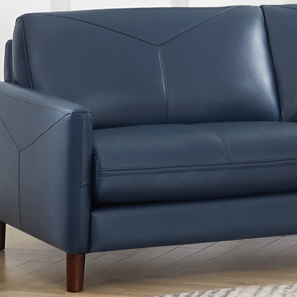 Yorkdale Leather Sofa Navy Down Filling Genuine Leather 3 Seat