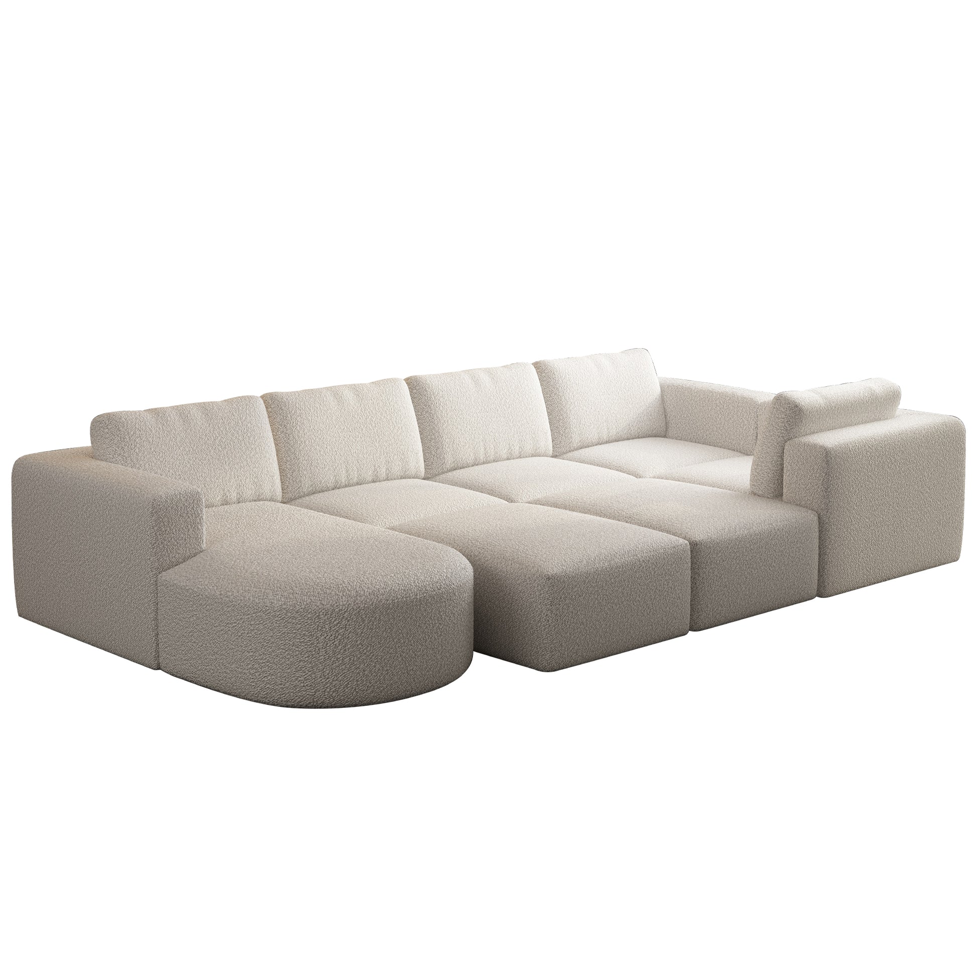 104.32*70.86 Modular Sectional Sofa Sleeper Couch, Sectional Sofa With Chaise And Ottoman, Convertible U Shaped Modular Sofa Set For Living Room, Bedroom. Memory Foam, White. Combo A B C D White Primary Living Space Soft Minimalist,Modern Memory Foam