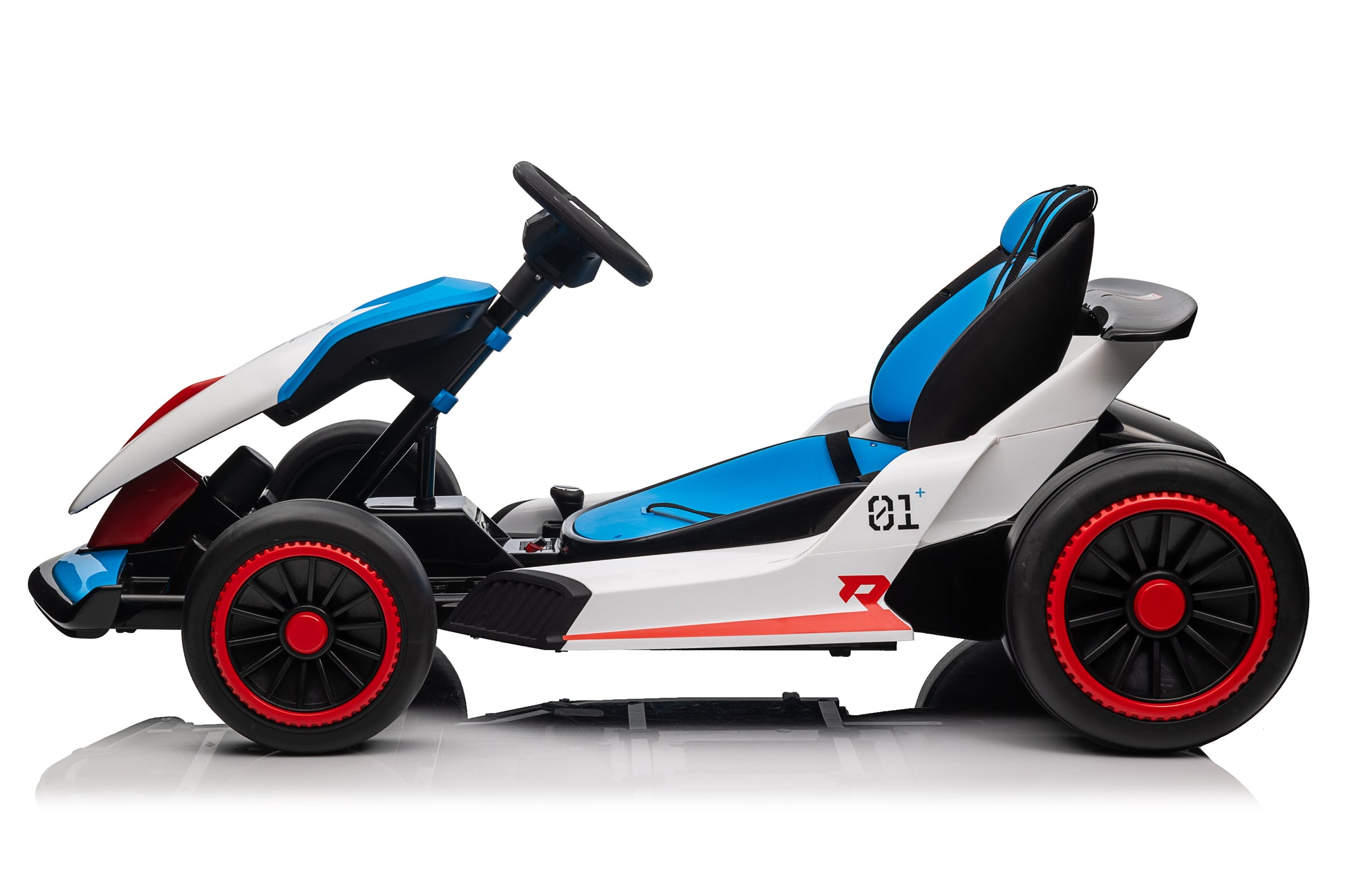 Electric Go Karts, Battery Powered Ride Karts Suitable For Children Aged 6 15, Outdoor Drift Blue Abs