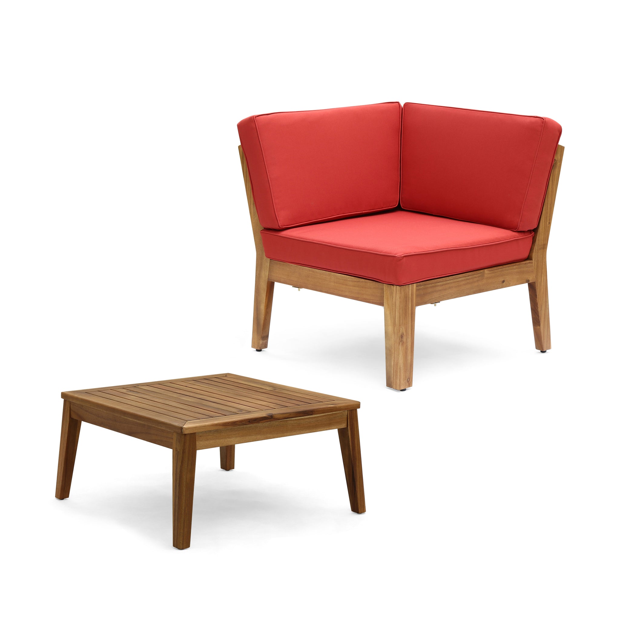 Grenada Corner And Coffee Table, Red Red Acacia Wood