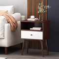 Side Table Brown White Mdf