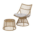 Elaine Chair & Side Table Light Brown Pe Rattan Iron Waterproof Fabric