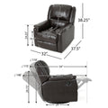 Brown Pu Glider Recliner With Swivel, Manual Reclining Chair Brown Pu