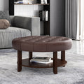 Round Ottoman Dark Brown Pu