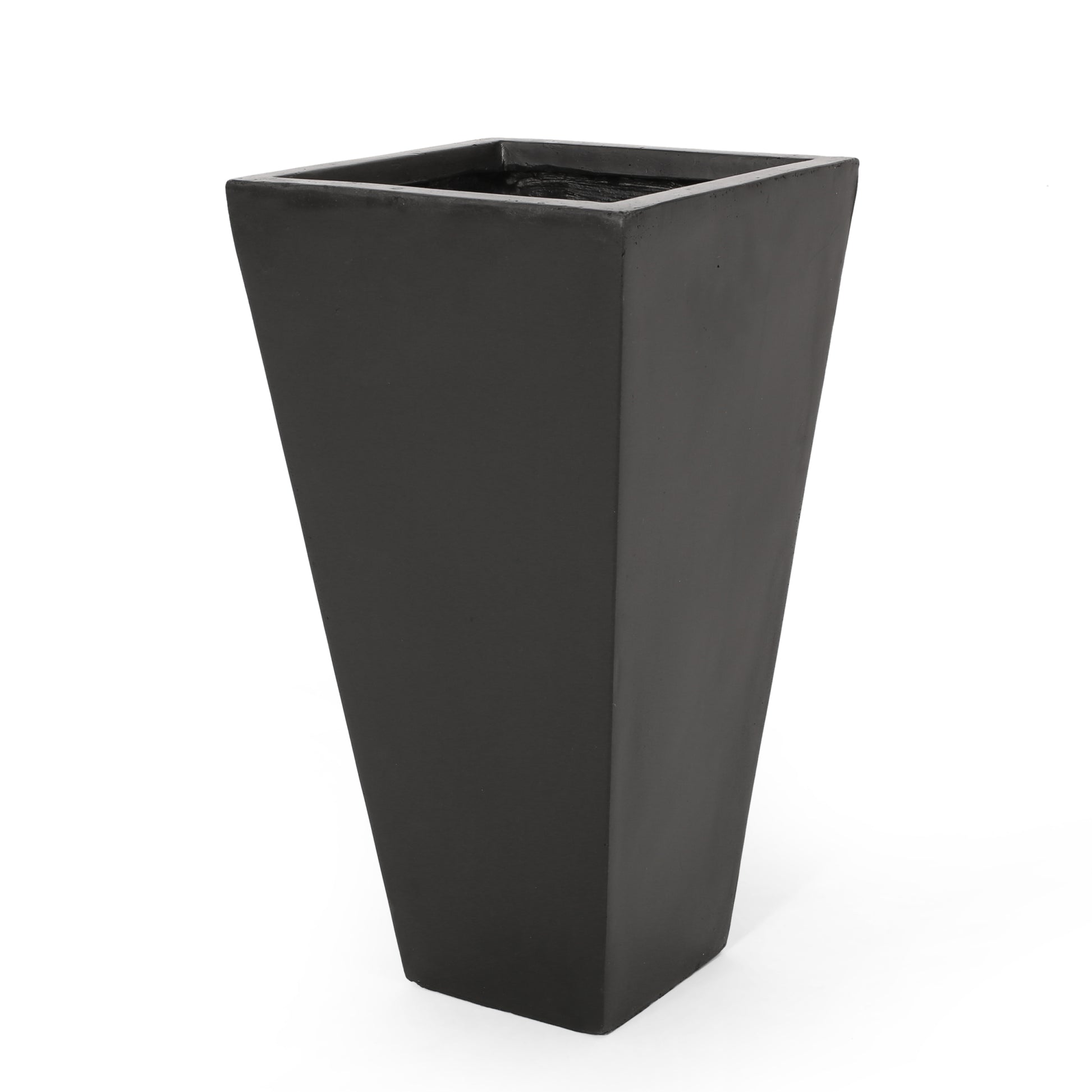 13" Outdoor Modern Mgo Small Cast Stone Planter, Black Rust Magnesium Oxide