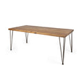 Zion Industrial Wood And Metal Rectangular Dining Table Teak Wood