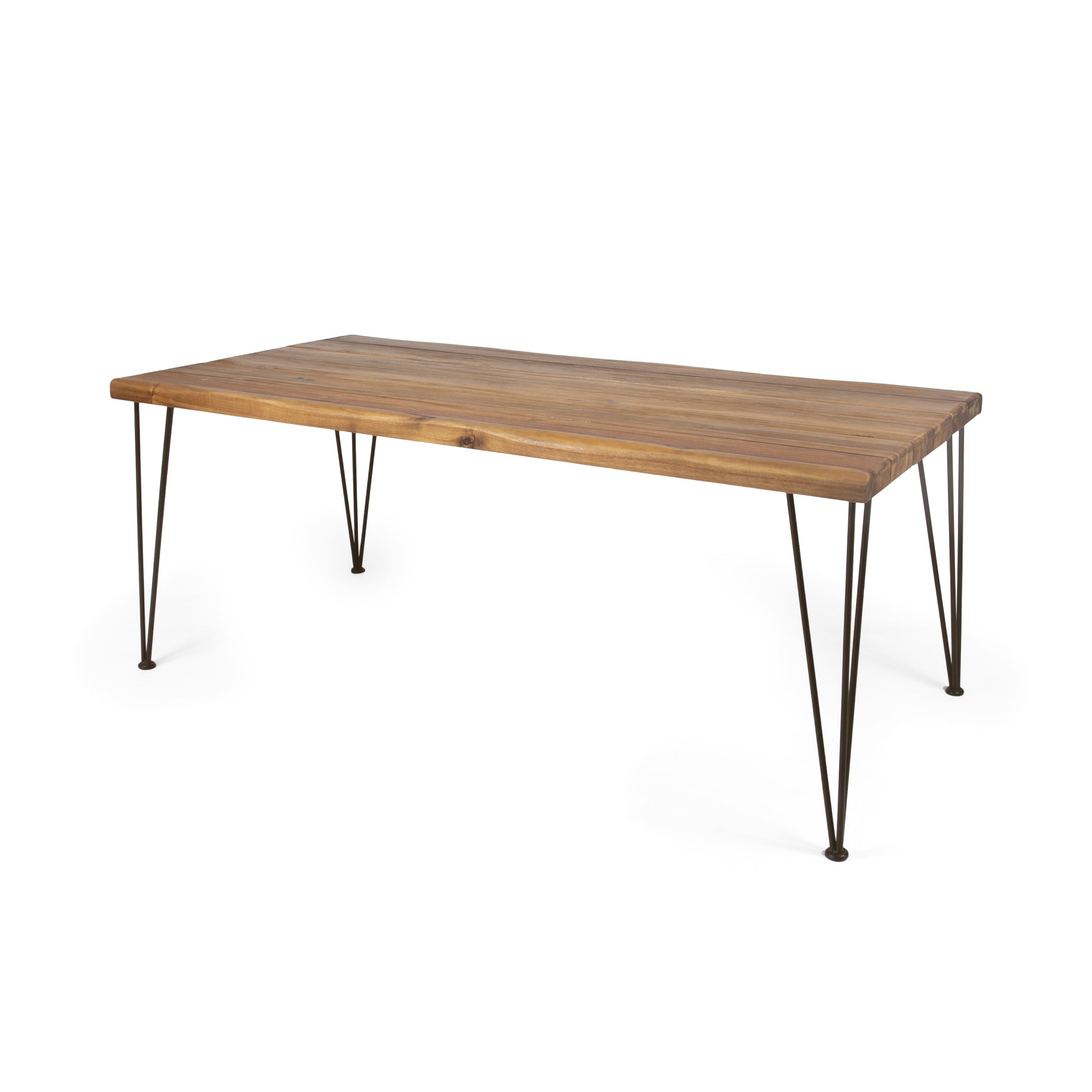 Zion Industrial Wood And Metal Rectangular Dining Table Teak Wood