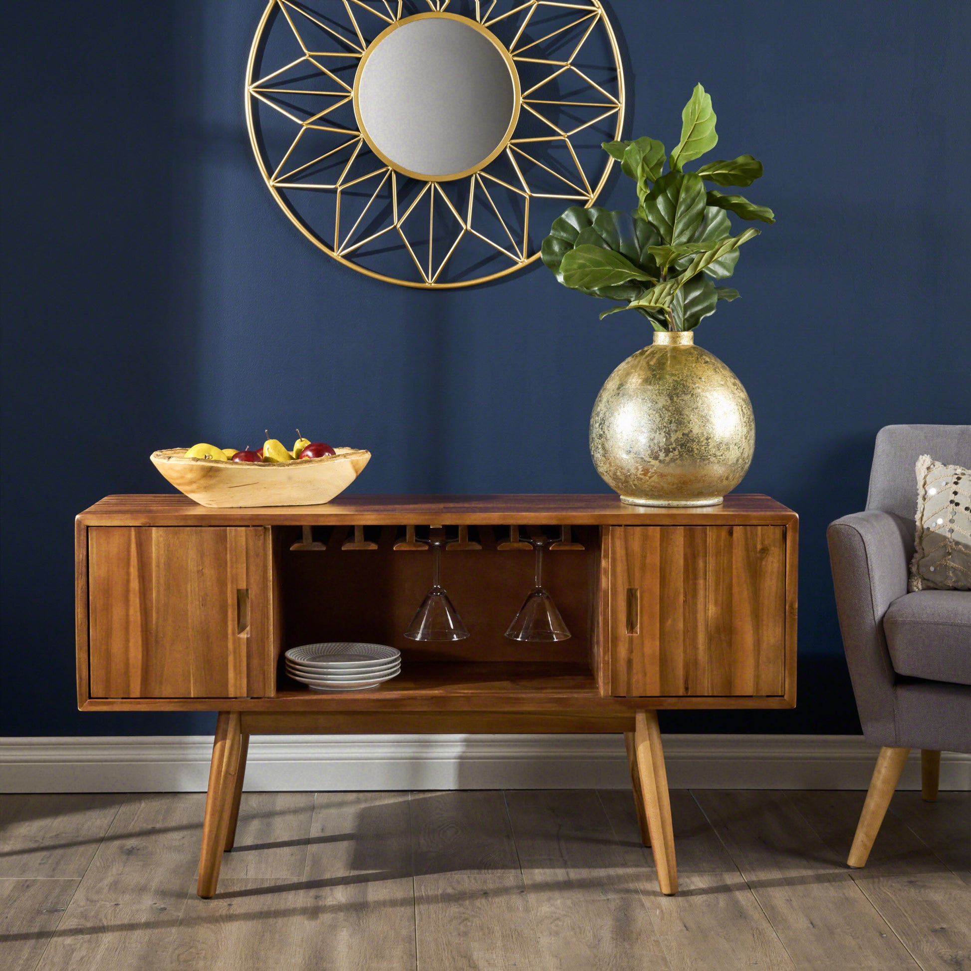 Wine Cabinet Light Oak Wood