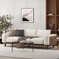 3 Seater Sofa Beige Wood 3 Seat
