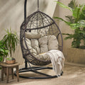 Kylie Hanging Basket Brown Only Basket ,Not Include A Hanging Stand Khaki Brown Rattan Waterproof Fabric Metal