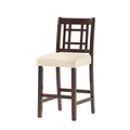 Counter Height Chair With 5Cm Cushion Set Of 2 Mahogany Beige Velvet