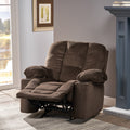 Luxurious Manual Recliner Chair In Chocolate With Skin Friendly Fabric And Dual Cup Holders Chocolate Fabric