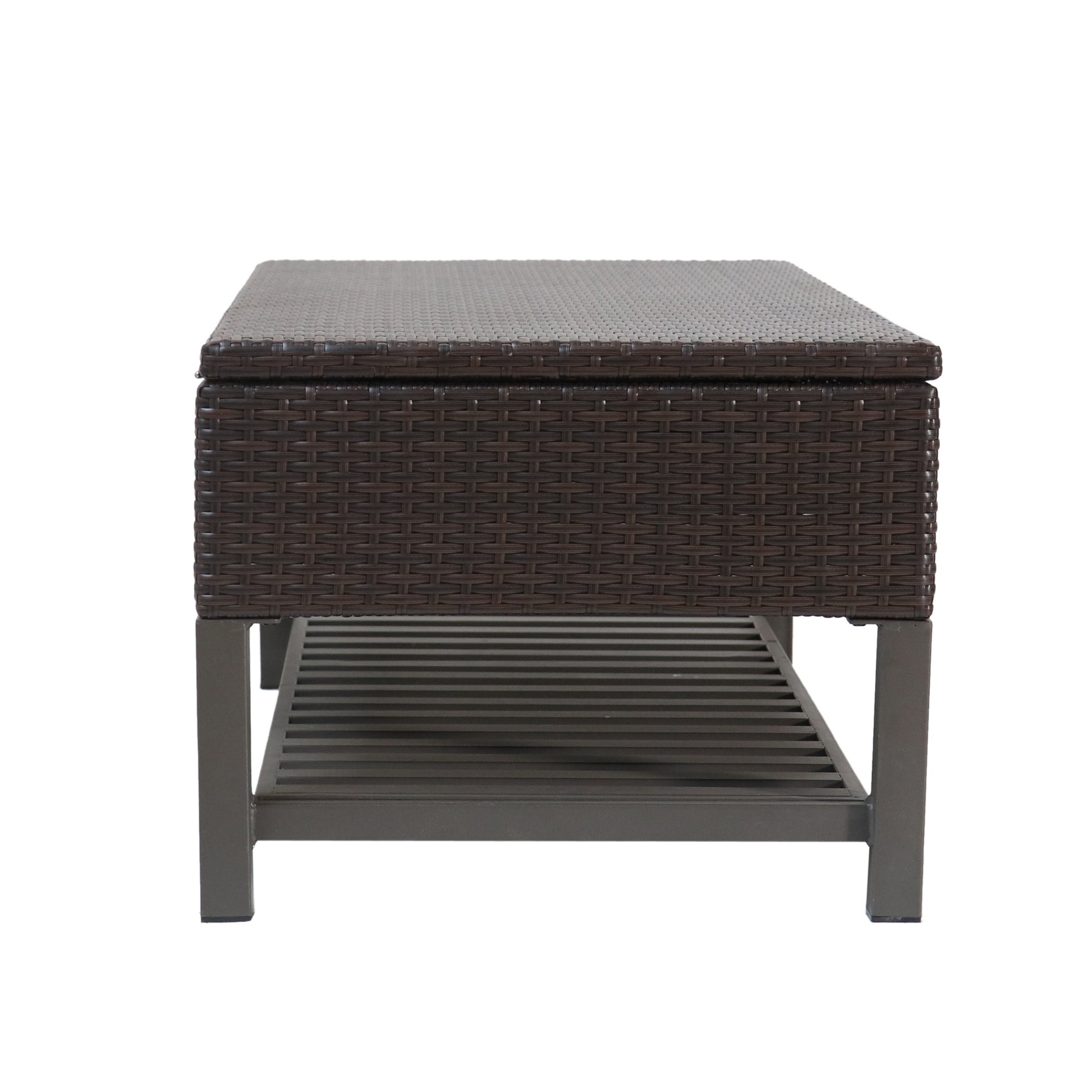 Regent Storage Bench With Metal Rack Brown Multi Rattan