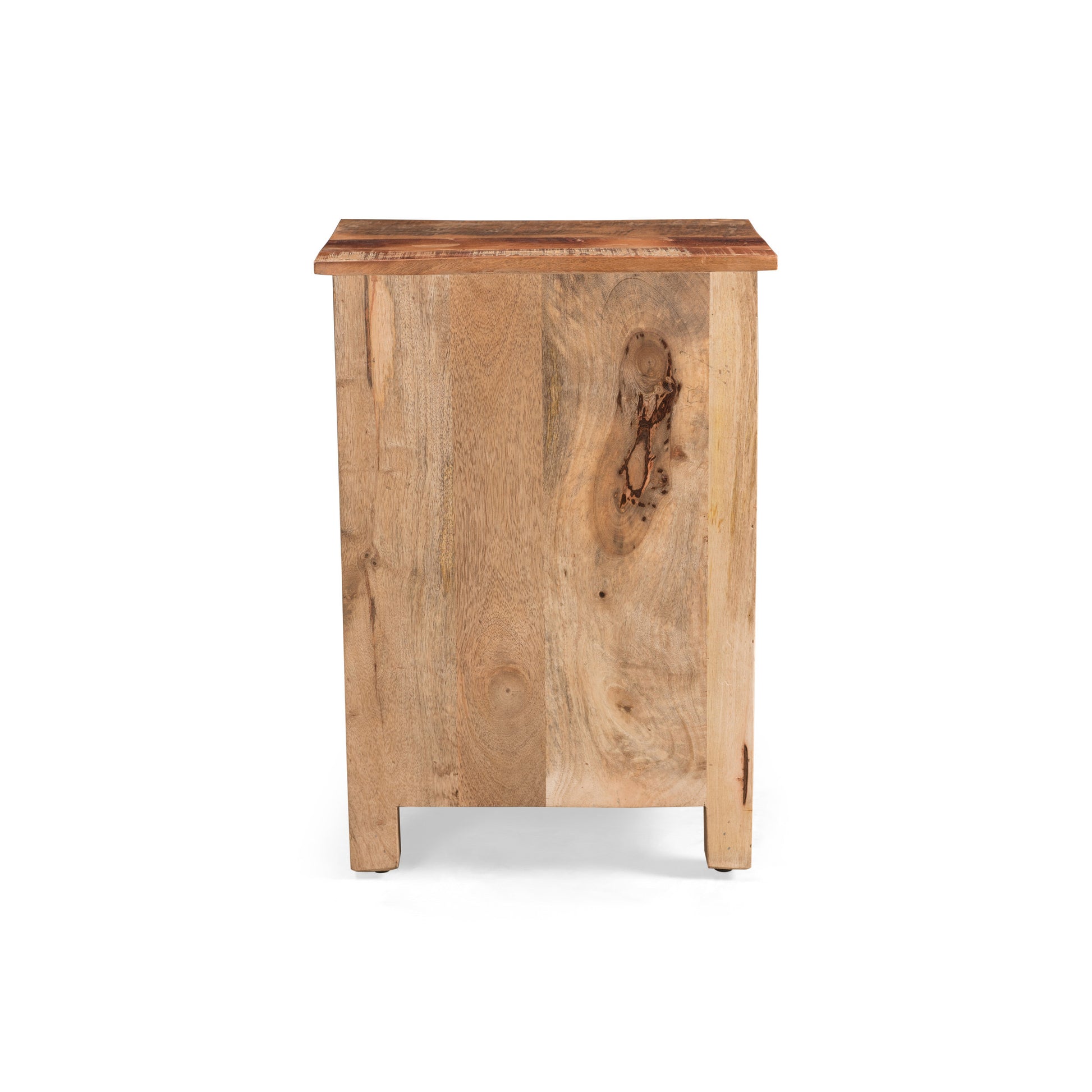 Side Table With Drawer Natural Wood Metal