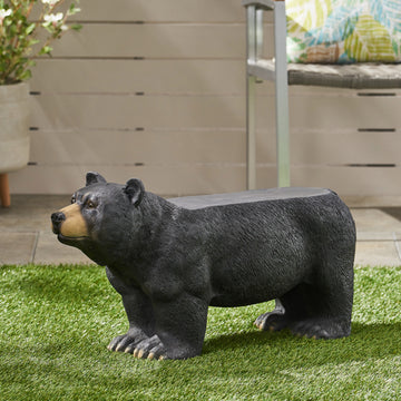 Mgo Bear Bench, Concrete Outdoor Bench, Outdoor Bench, Matte Black Black Black Magnesium Oxide