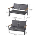 Sinclair 4Pc Chat Set Grey Metal Mesh Wood Fabric