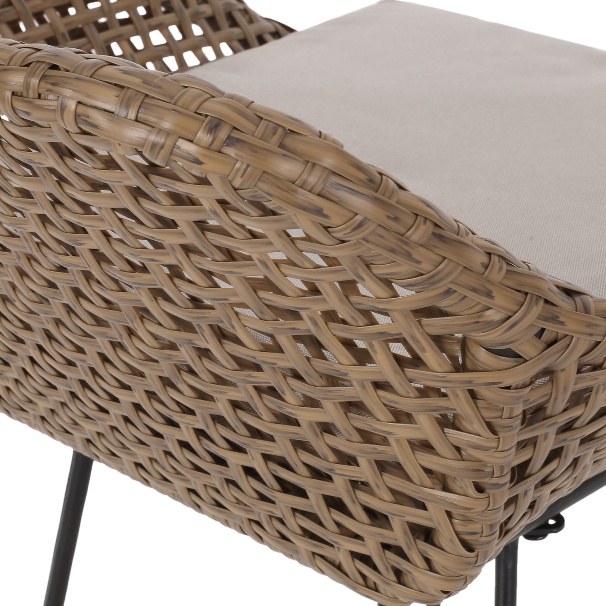 Outdoor 29.25'' Wicker And Iron Barstool With Cushion Set Of 2 Light Brown Garden & Outdoor Pe Rattan Iron Waterproof Fabric