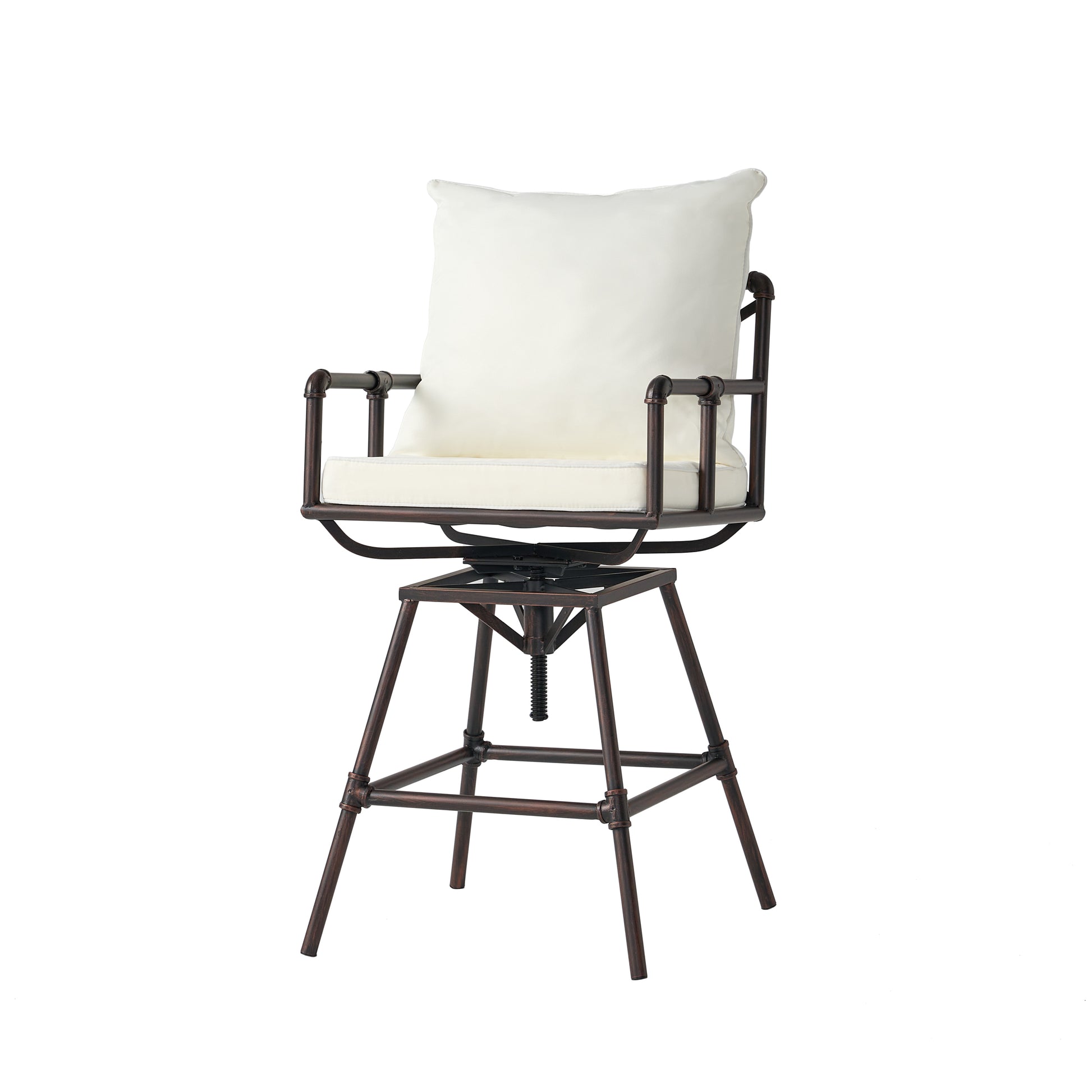 Outdoor Patio Swivel Bar Stool Height Adjustable Barstool With Cushions Yes Copper Water Resistant Cushion Iron