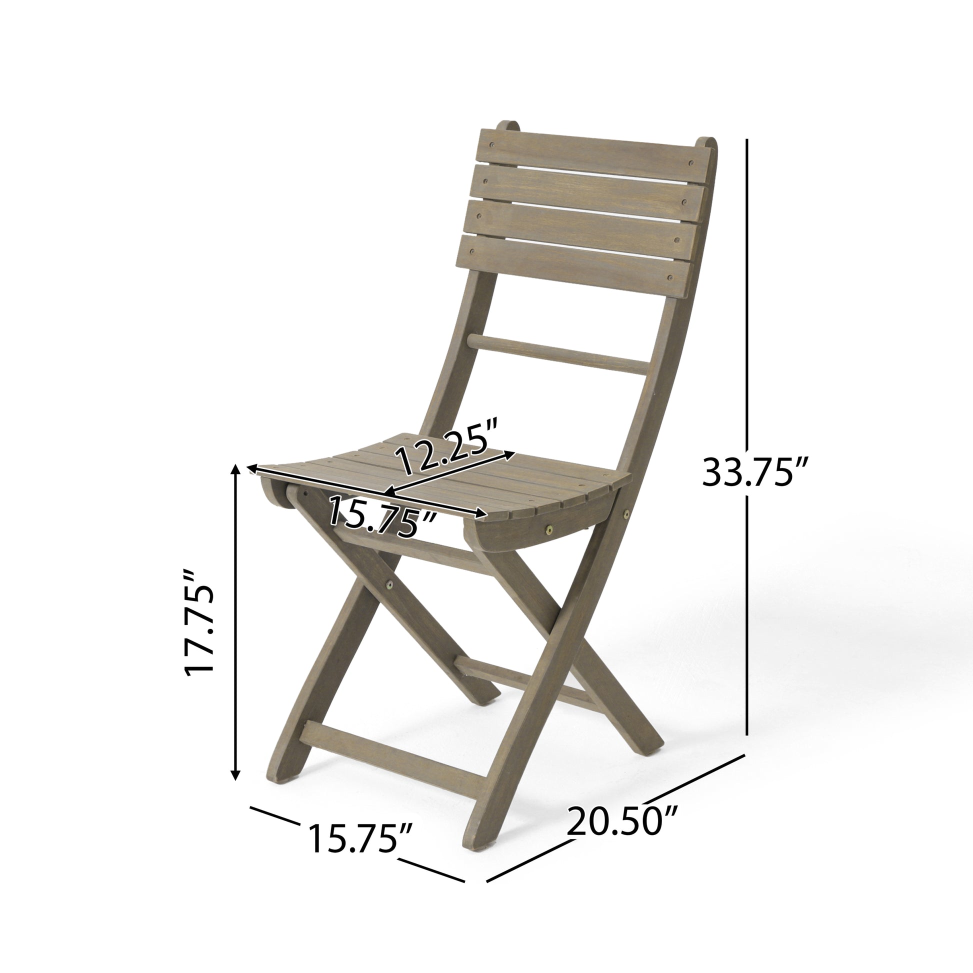 Positano 25 " Foldable Bistro Set, Gray Grey Acacia Wood