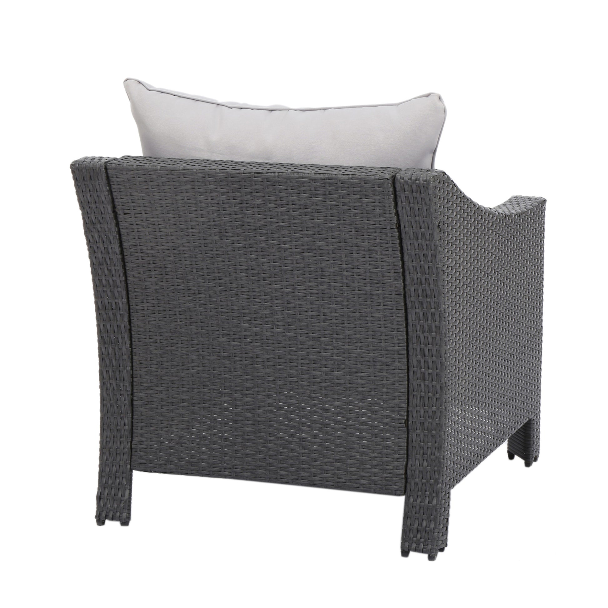 Antibes Armchair 2Pcs Grey Pe Rattan Iron Waterproof Fabric