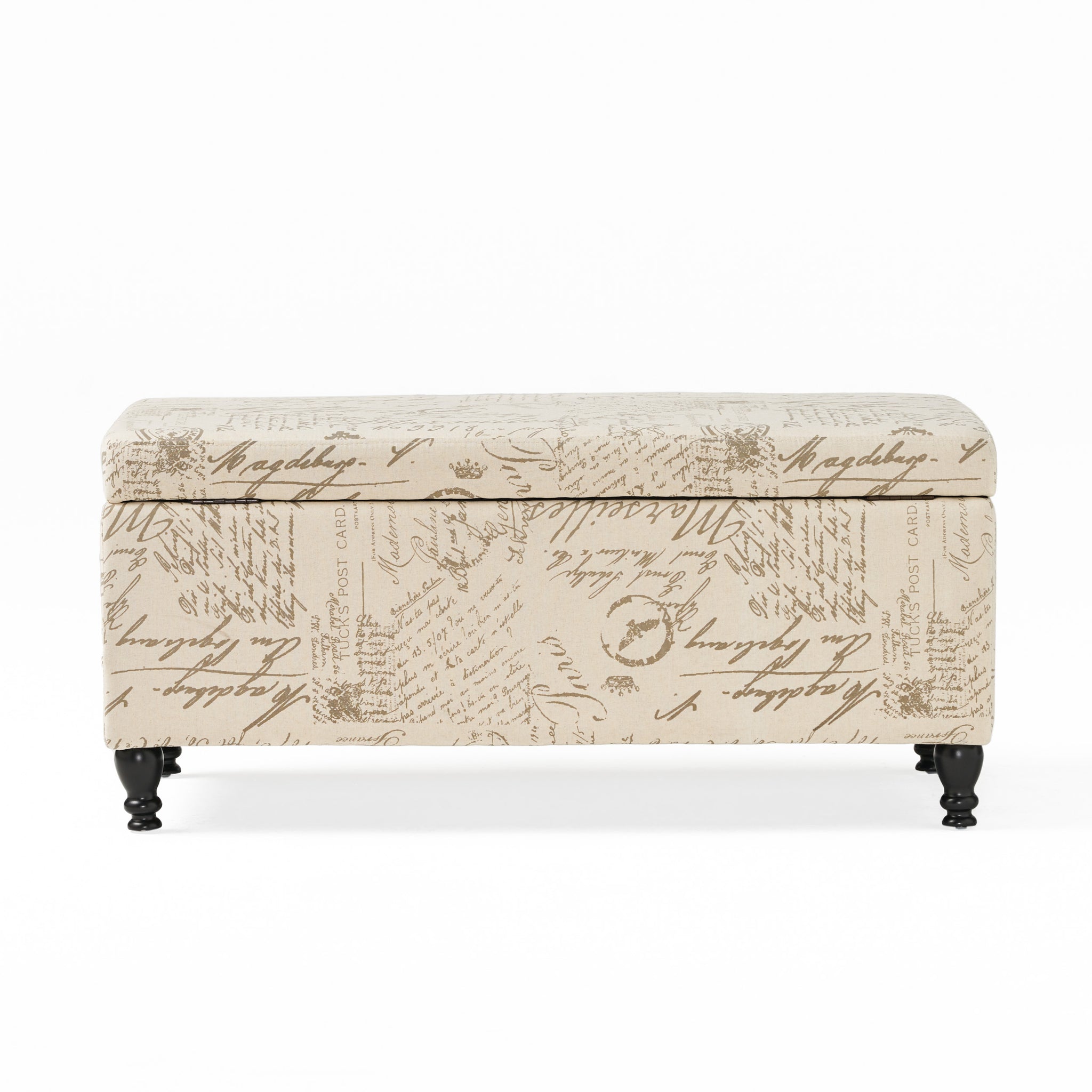 Parisian Storage Ottoman Beige Reclaimed Natural Fabric