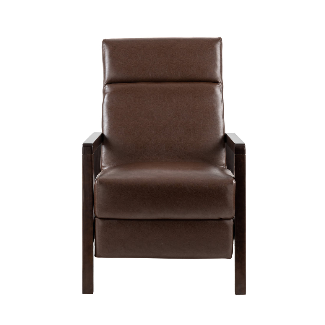 Faux Leather Upholstered Pushback Recliner Dark Brown Dark Brown Pu