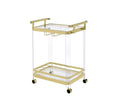 Aerin Server Cart With Casters Gold Gold Iron