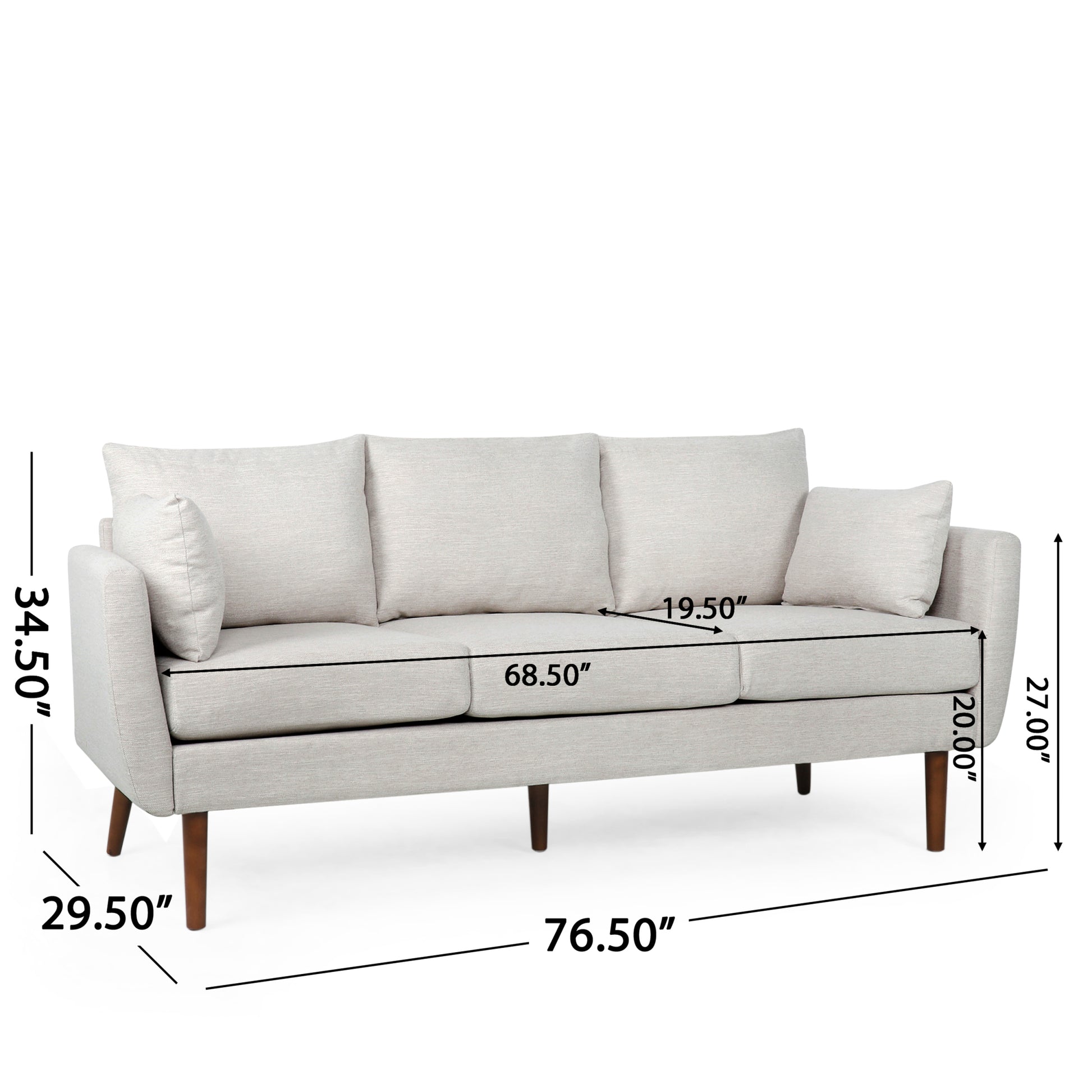 3 Seater Sofa Beige Fabric 3 Seat