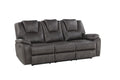 Katrine Pu Manual Sofa Charcoal Black Faux Leather 3 Seat