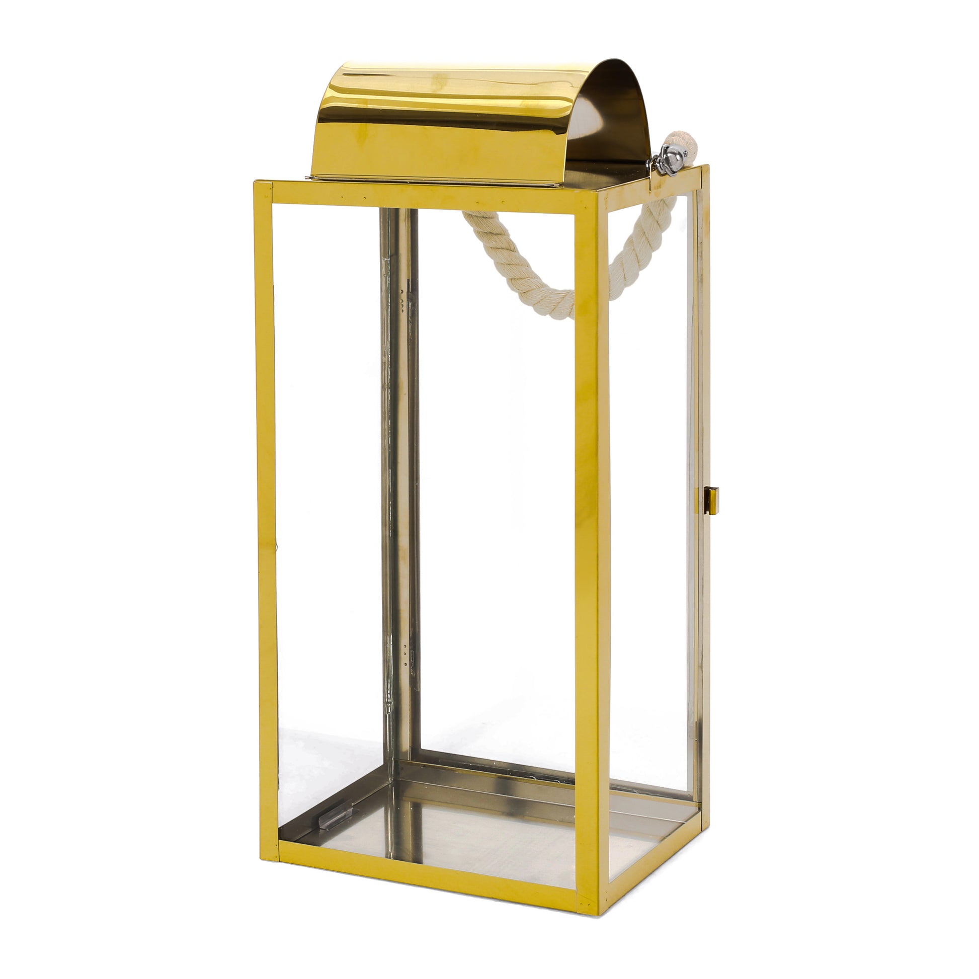 Larry 19"H Stainless Steel Lantern Gold Stainless Steel