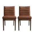 Upholstered Dining Chairs With Rubber Legs Set Of 2 ,Light Brown Light Brown Wood