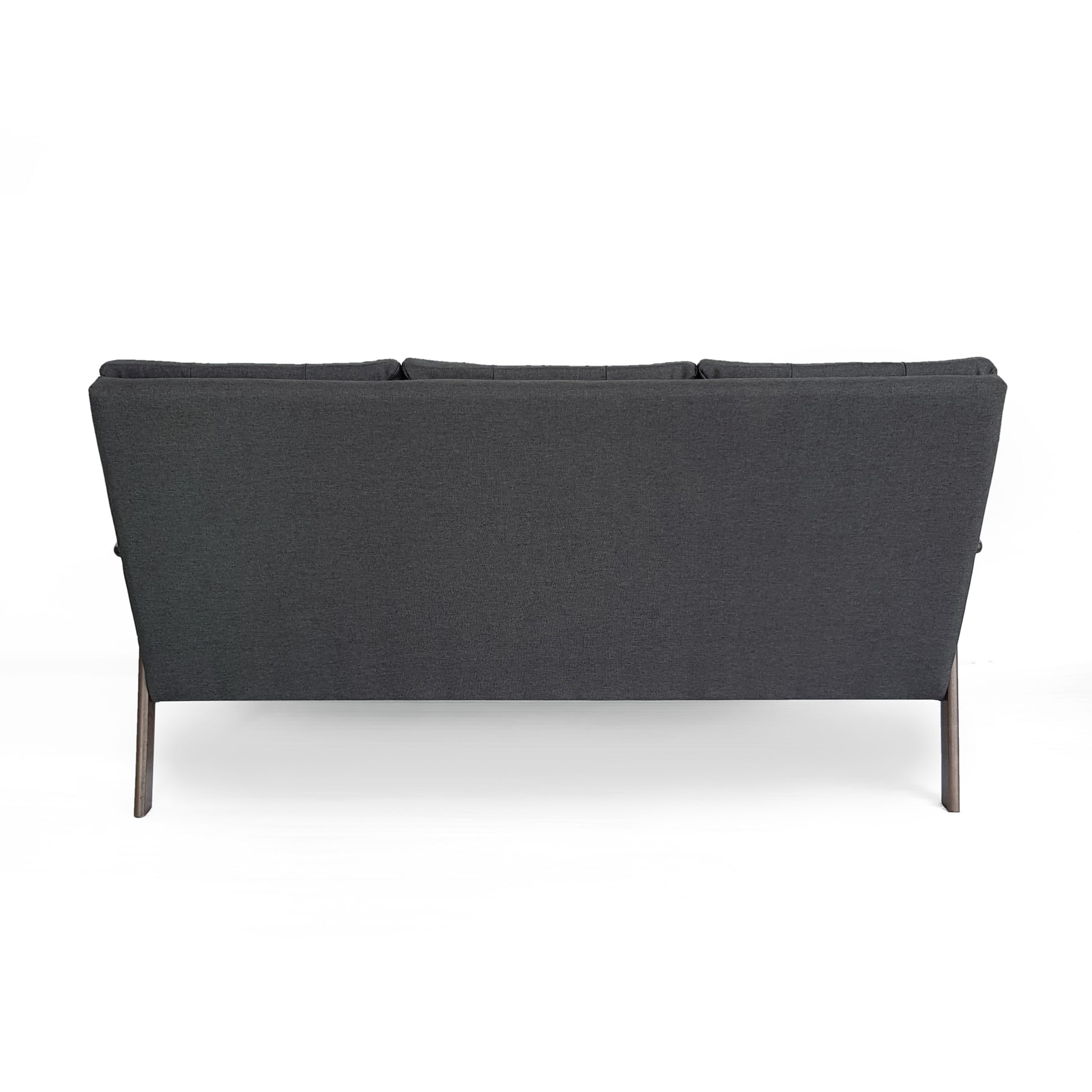 Athena Mid Century Waffle Stitch Tufted Accent Sofa With Rubberwood Legs Charcoal Grey Fabric