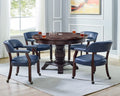 Tournament Arm Chair With Casters Medium Cherry & Blue Blue Faux Leather
