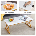 0.4Inch Thick White Marble Patterned Rock Table, Easy To Clean, Paired With Golden Metal Legs, Sturdy And Durable. Large Size Can Meet Various Needs.Can Be Used As A Dining Table, Coffee Table.47*23.6 White Sintered Stone