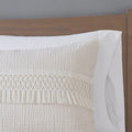 3 Piece Cotton Seersucker Duvet Cover Set Queen Ivory Cotton