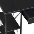 Black Office Desk With Open Shelves And Hutch Black Writting Desk Office Rectangular Shelves Wood Metal Sled