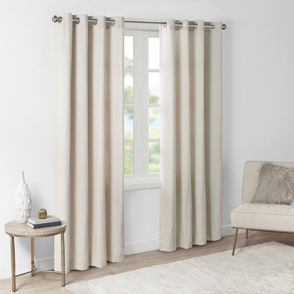 Plaid Rod Pocket And Back Tab Curtain Panel With Fleece Lining Only 1 Pc Panel Natural Polyester