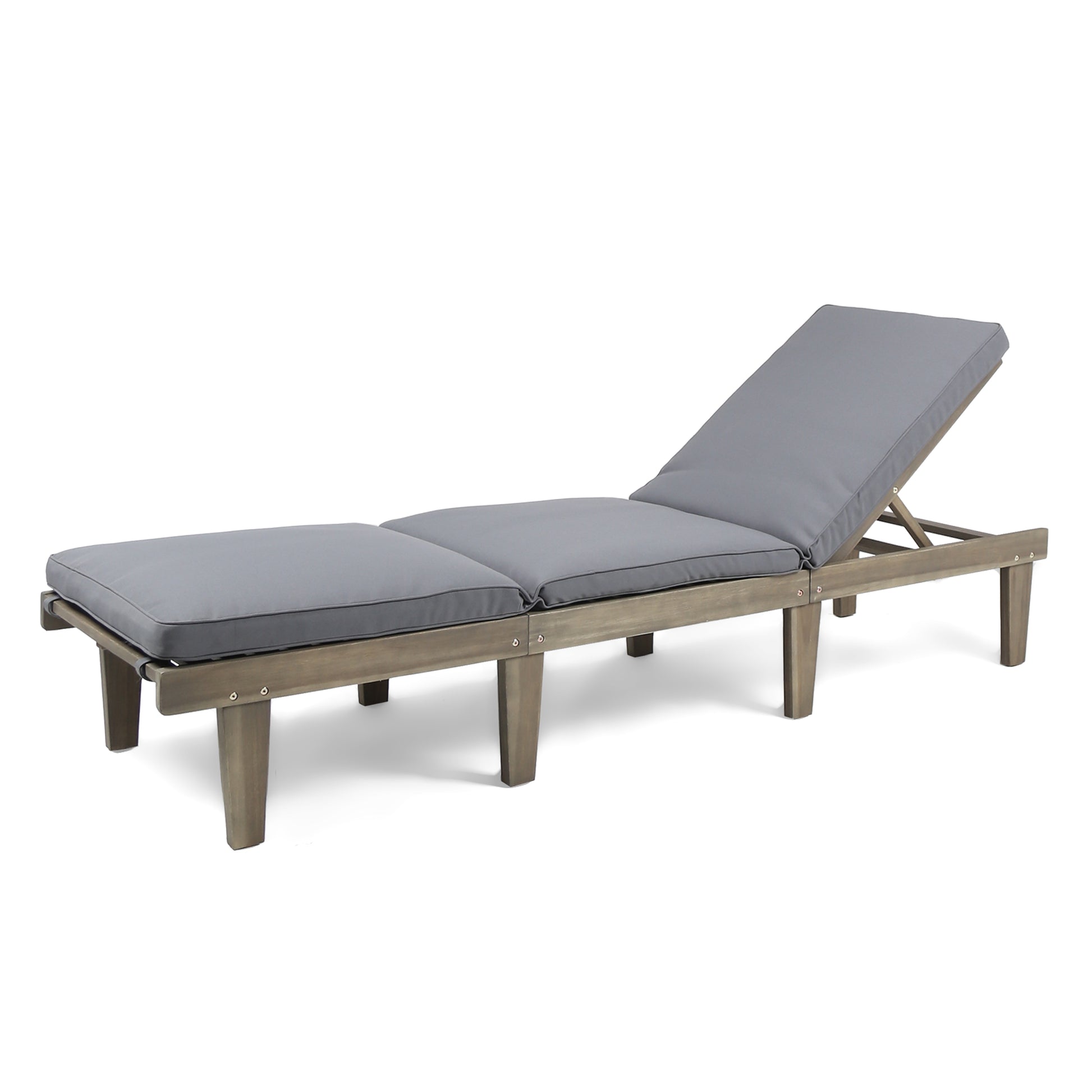 Ariana Kd Wood Chaise Lounge W Cushion Grey Wood Fabric