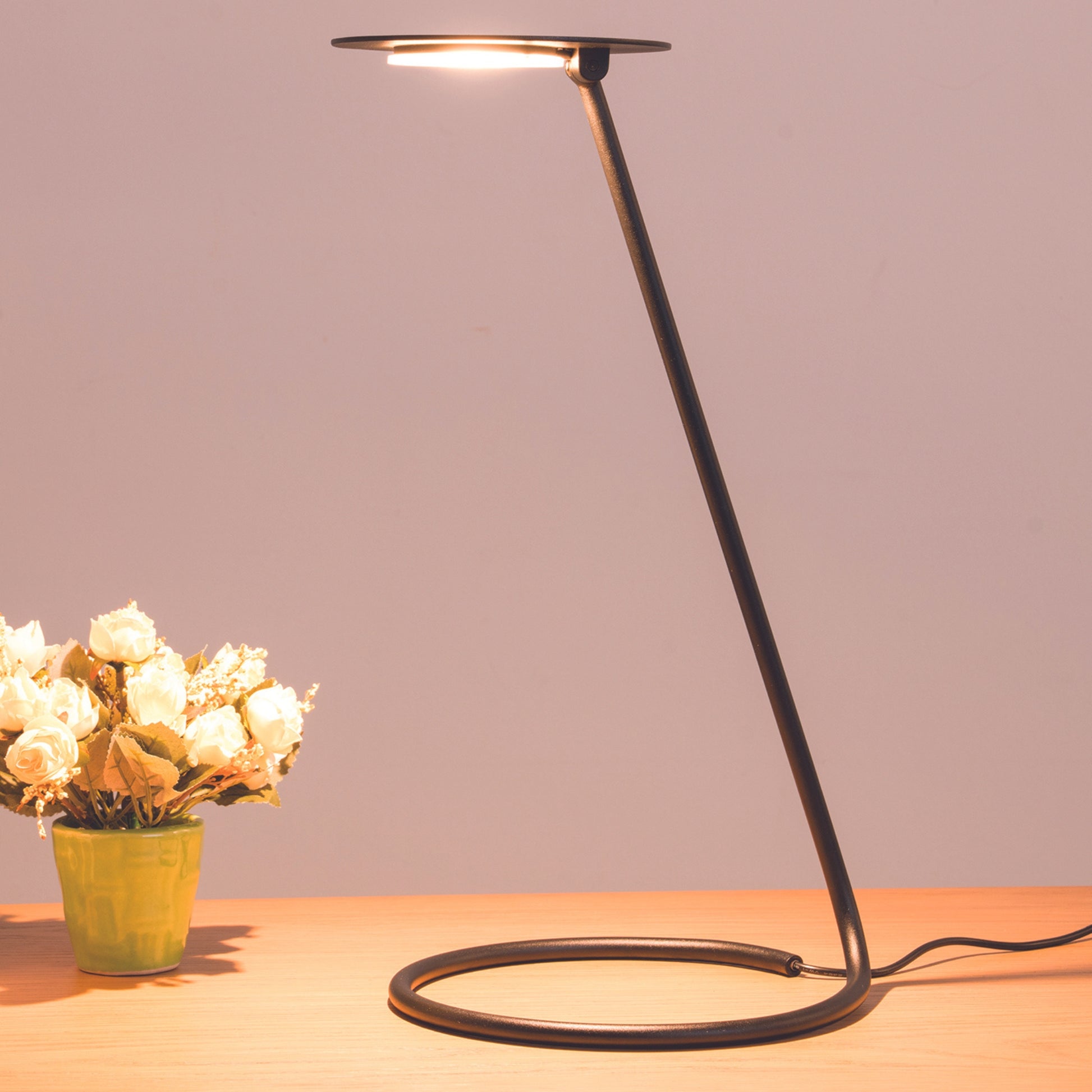 15" Tall "Andi" Adjustable Led Desk Lamp, Satin Black Black Metal