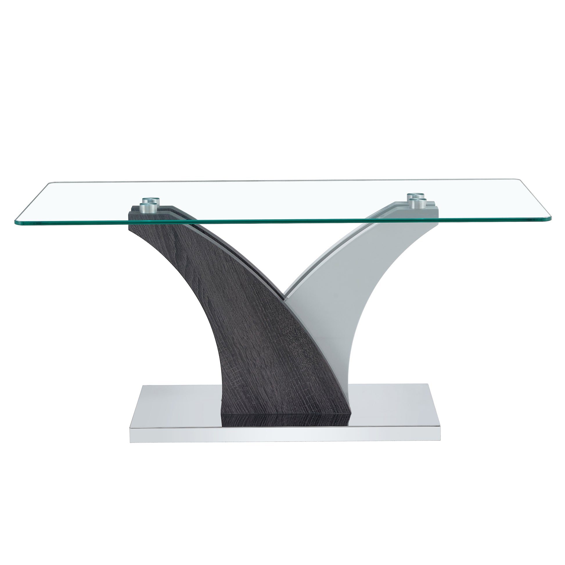 Rectangular Coffee Table.Tempered Glass Countertop, And Artistic Mdf Legs,Perfect For Hosting Dinners, Conferences, Home, And Office Decorations.White And Gray,Dining Table,Tea Table.Coffee Table.