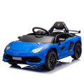 12V Kids Ride On Car W Parents Remote Control,Licensed Lamborghini Aventador Xago,Hydraulic Pressure Door,Slow Start,Early Education,Bluetooth,Adjustable Volume,Mp3,Usb,Led Lights For Kids Aged 3 8. Blue 50 99 Lbs Polypropylene