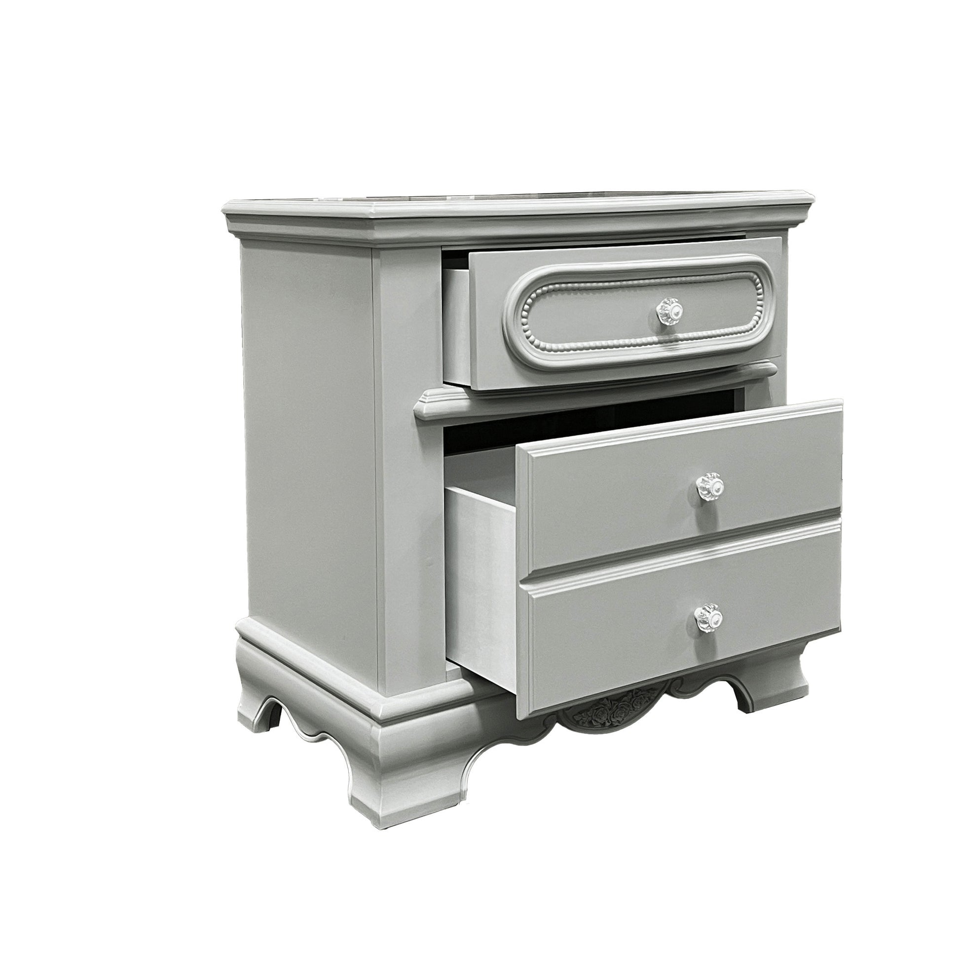Flora Nightstand, Gray Finish Bd02205 Gray Wood