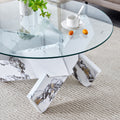 Round Glass Coffee Table, 33.4 