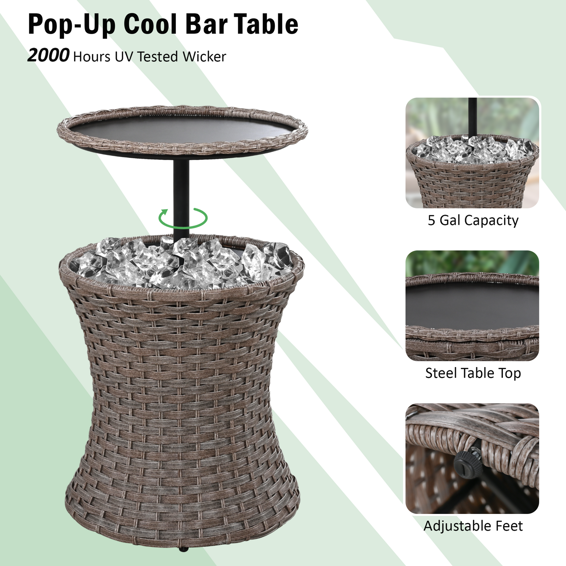 K&K 5 Pieces Outdoor Patio Furniture Set With Pet House Cool Bar And Retractable Side Tray, Rattan Wicker Patio Swivel Rocking Chairs Set Of 2 With Ottomans For Backyard, Porch, Balcony, Beige Yes Rocker & Glider Brown Beige Seats 2 Weather Resistant
