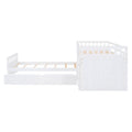 L Shaped Space Saving Twin Loft And Twin Platform Bed With 7 Drawers And Full Guardrails White Twin White Solid Wood