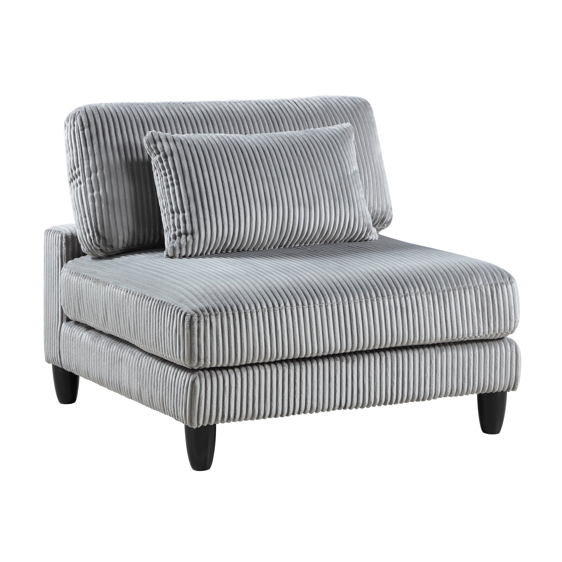 5Pc Modular Sectional Set Gray Corduroy Upholstery 2X Armless Chairs 2X Corner Seats 1X Ottoman Pillows Living Room Furniture Gray Corduroy Wood Primary Living Space Contemporary,Modern Modular