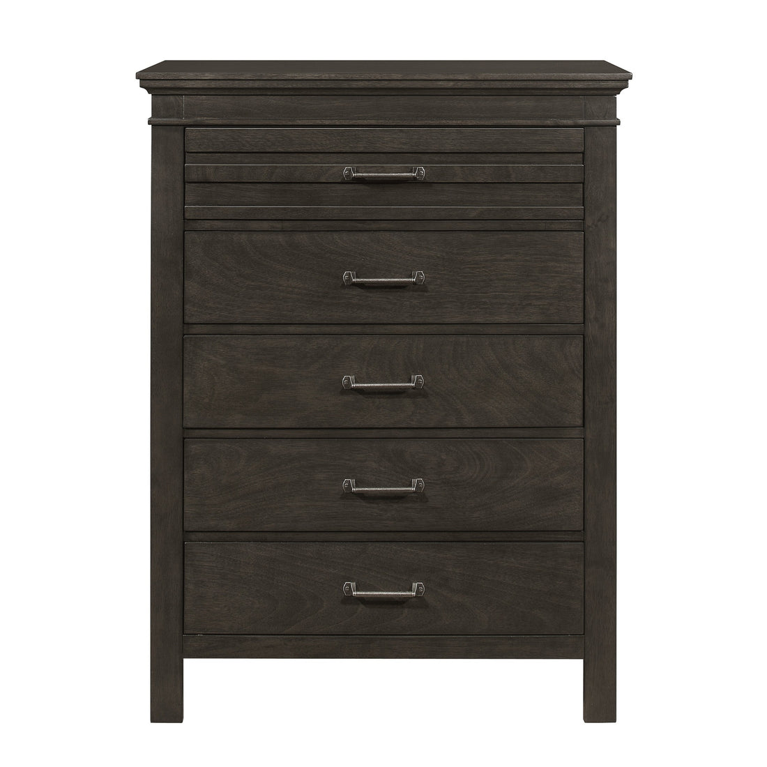 1Pc Charcoal Gray Finish 5 Drawers Chest Transitional Style Wooden Bedroom Furniture Charcoal Grey Bedroom Transitional Wood