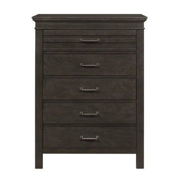 1Pc Charcoal Gray Finish 5 Drawers Chest Transitional Style Wooden Bedroom Furniture Charcoal Grey Bedroom Transitional Wood