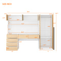 2 Door Wooden Storage Desk Wardrobe For Bedroom With Shelves And Drawers,Natural Natural Mdf Lvl