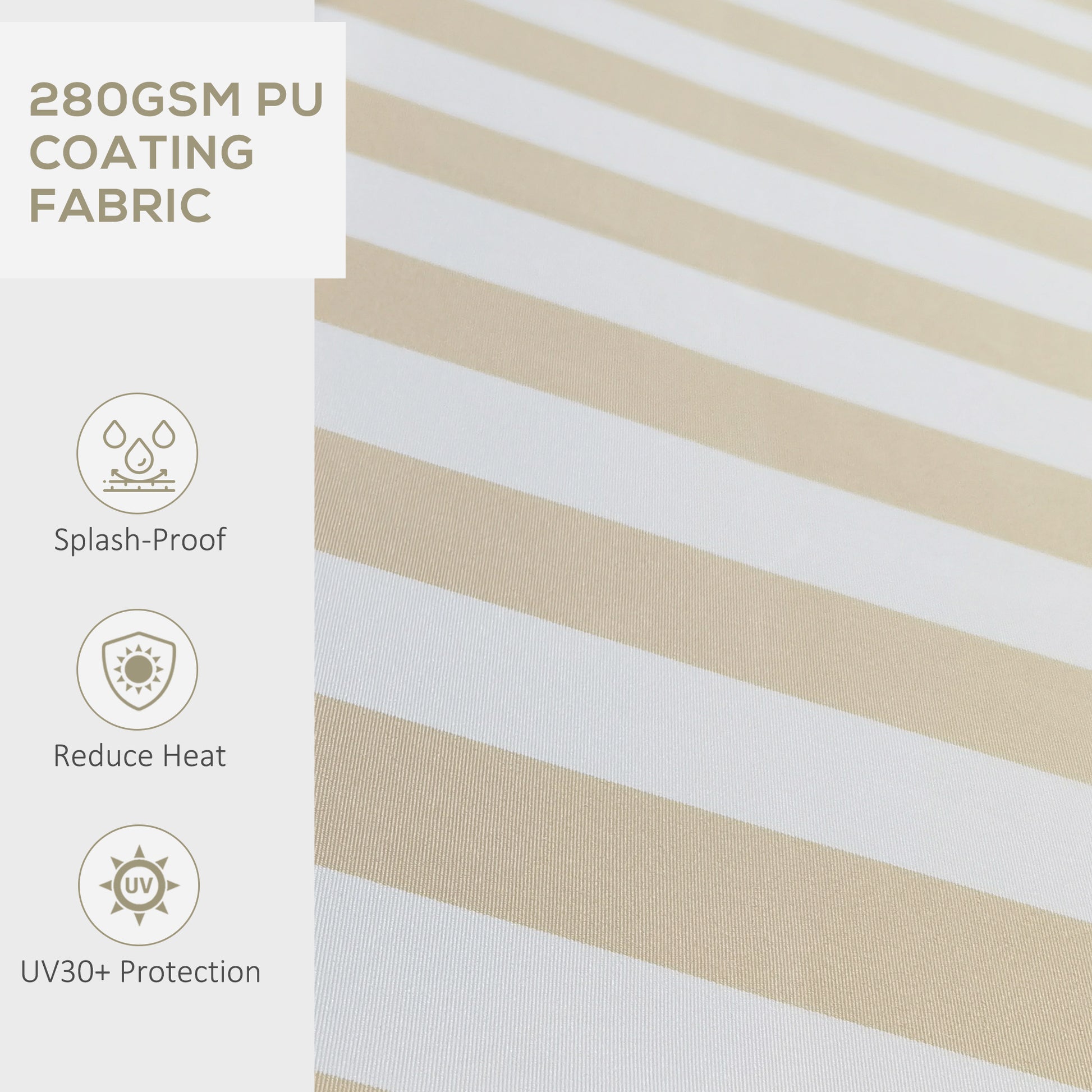Outsunny 8' X 6.5' Retractable Awning, Patio Awning Sunshade Shelter With Manual Crank Handle, 280Gsm Uv Resistant Fabric And Aluminum Frame For Deck, Balcony, Yard, Beige And White Beige Polyester